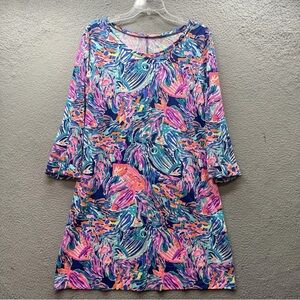 Lilly Pulitzer Marlowe Dress Pima Cotton Multicolor Coastal Resort Pink Blue XL